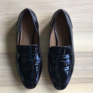 Black patent leather loafers